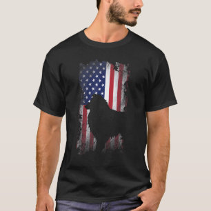 Patriotic Shetland Sheepdog American Flag Cooler H T-Shirt