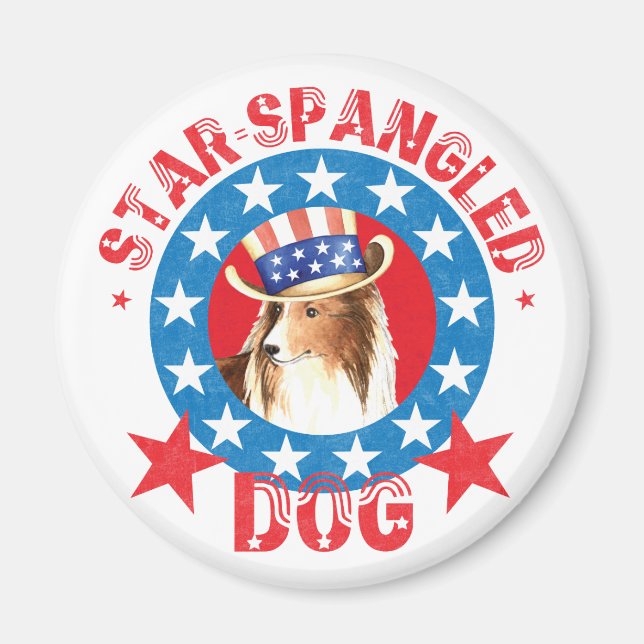Patriotic Shetland Sheepdog Magnet (Vorne)