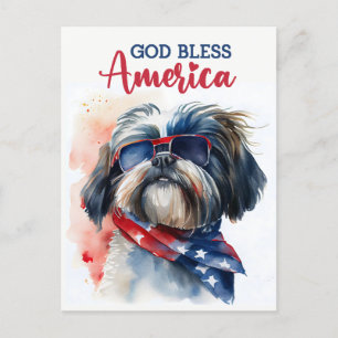 Patriotic Shih tzu, Gott segne Amerika Postkarte
