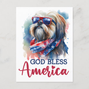 Patriotic Shih tzu, Gott segne Amerika Postkarte