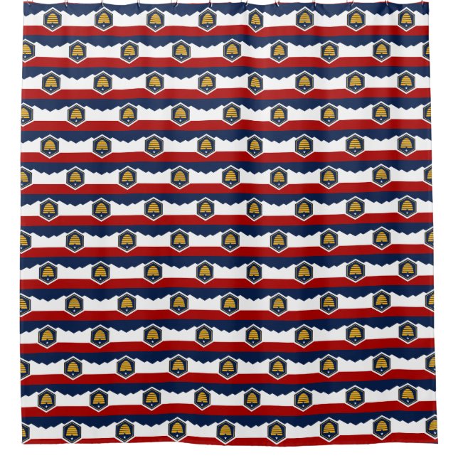 Patriotic Shower Curtain with Flag of Utah, USA Duschvorhang (Vorderseite)