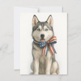 Patriotic Siberian Husky Postkarte