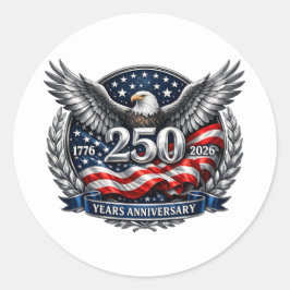 Patriotic Silver Wings of Freedom Runder Aufkleber