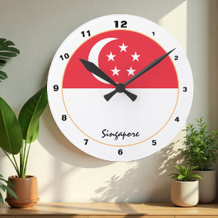 Patriotic Singapore Flag, Singapore Zuhause / Desi Runde Wanduhr