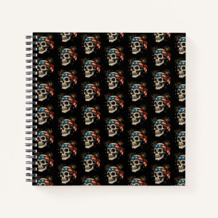 Patriotic Skull & Fireworks Notizbuch