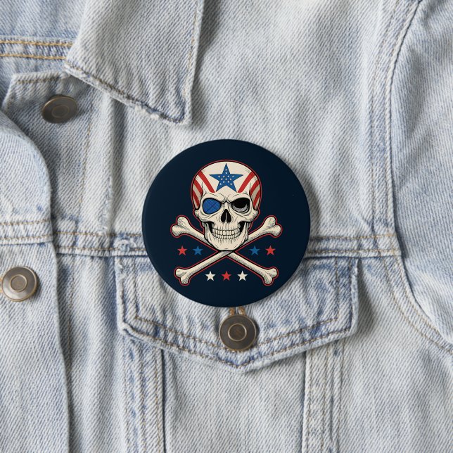 Patriotic Skull und Crossbones American Flag Button (Beispiel)