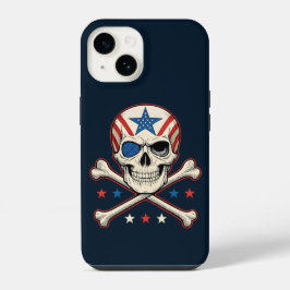 Patriotic Skull und Crossbones American Flag iPhone 14 Hülle