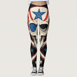 Patriotic Skull und Crossbones American Flag Leggings