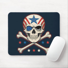 Patriotic Skull und Crossbones American Flag Mousepad