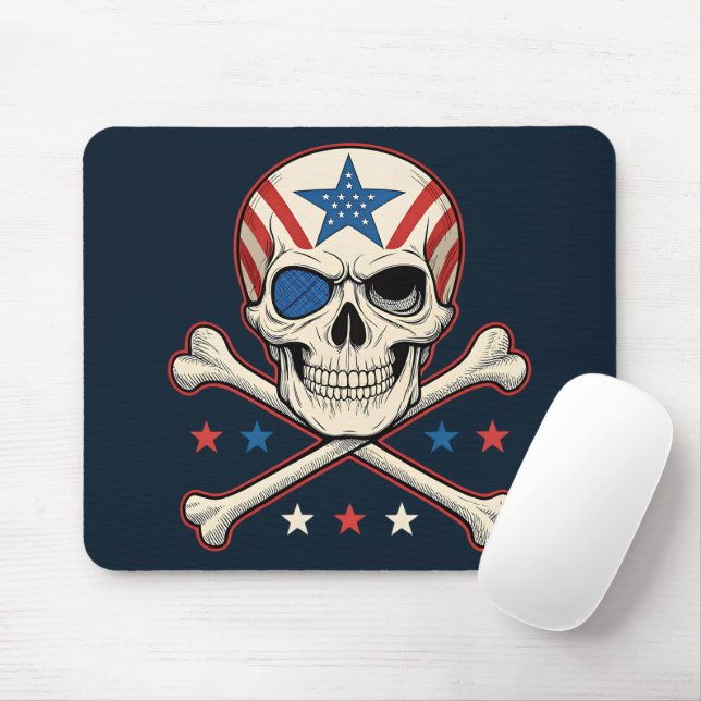 Patriotic Skull und Crossbones American Flag Mousepad (Mit Mouse)