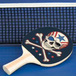 Patriotic Skull und Crossbones American Flag Tischtennis Schläger