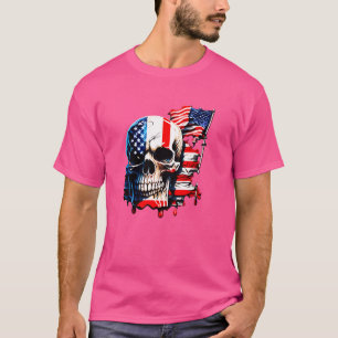 Patriotic Skull USA Skeleton 4. Juli US Amerika T-Shirt