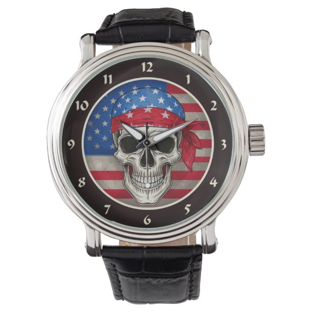 Patriotic Skull Watch Armbanduhr (Vorderseite)