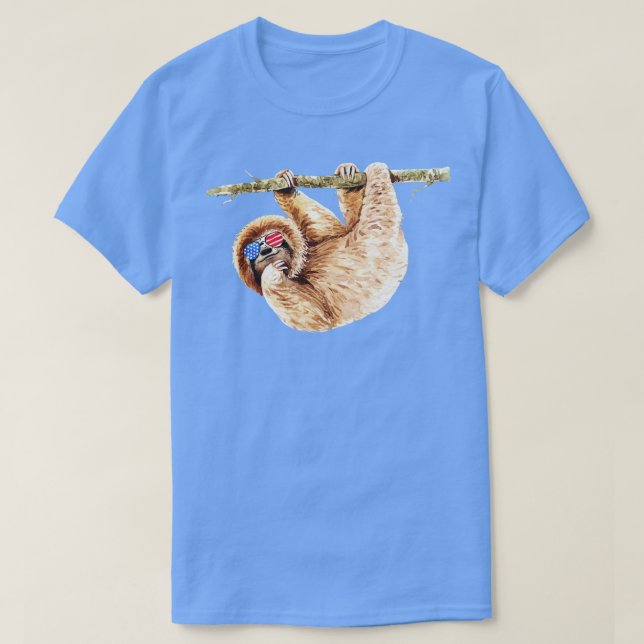 Patriotic Sloth Sloth Lovers T-Shirt (Design vorne)