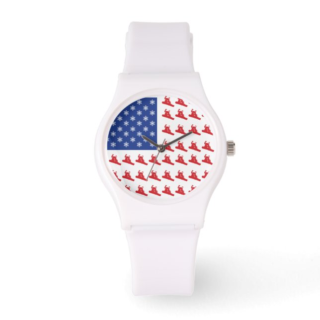 Patriotic Snowboarder Armbanduhr (Vorderseite)