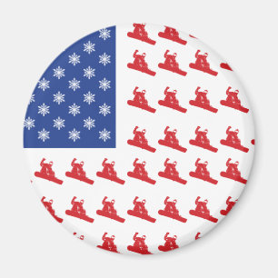 Patriotic Snowboarder/USA Magnet