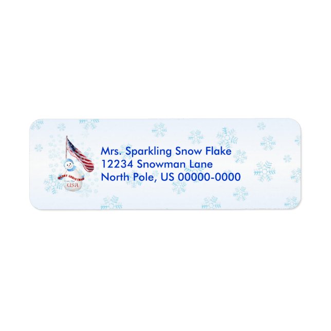 Patriotic Snowman Christmas Return Address Label (Vorne)