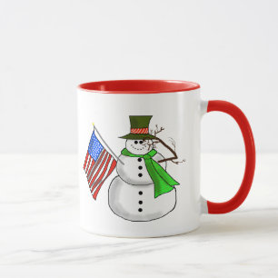 Patriotic Snowman gibt eine salutierte Tasse