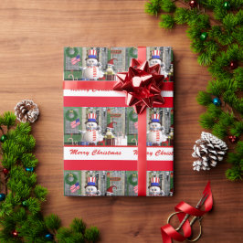 Patriotic Snowman Penquin Weihnachtswrapping Paper Geschenkpapier