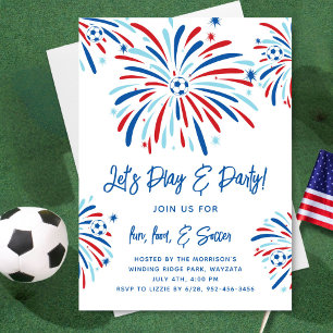 Patriotic Soccer & Fireworks 4. Juli Party Einladung
