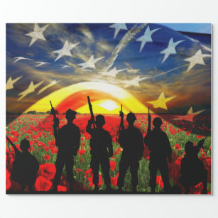 Patriotic Soldiers amerikanische Flagge Geschenkpapier
