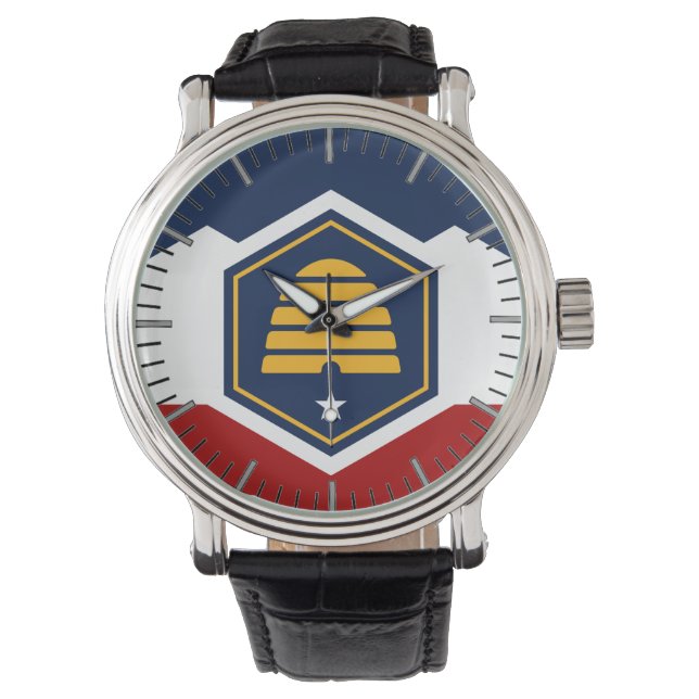 Patriotic, special watch with Flag of Utah, USA Armbanduhr (Vorderseite)