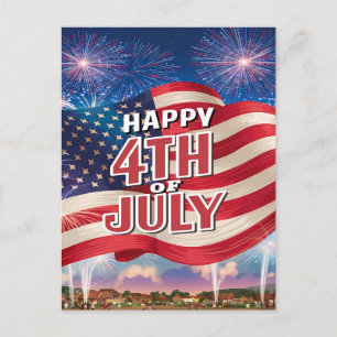 Patriotic Spektakel American Flag Waving Feiertagspostkarte