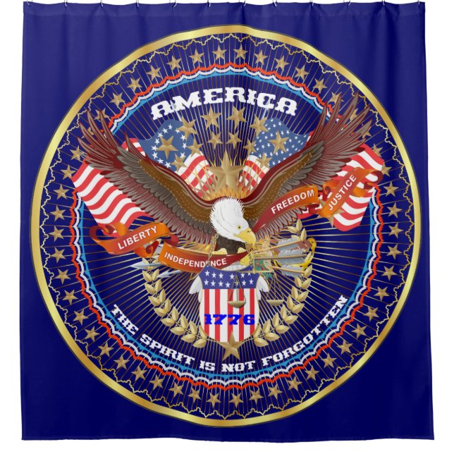 Patriotic Spirit Duschvorhang Deep Navy Blau (Vorderseite)