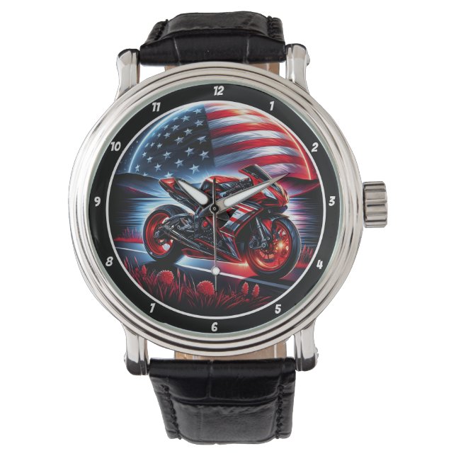 Patriotic Sport Bike, Lunar Ride Watch. Armbanduhr (Vorderseite)