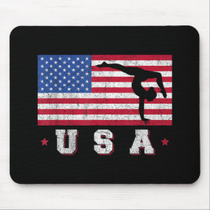 Patriotic Sports Gift American USA Flag Girls Gymn Mousepad