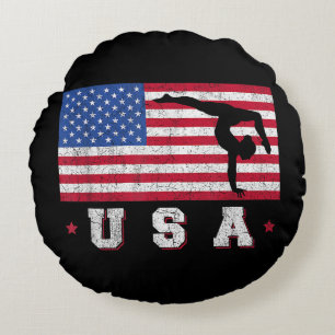 Patriotic Sports Gift American USA Flag Girls Gymn Rundes Kissen