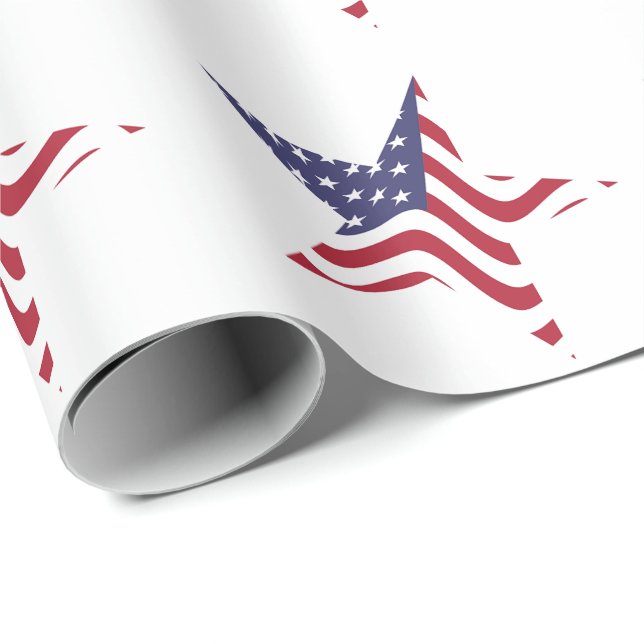 Patriotic Star American Flag Wrapping Paper Geschenkpapier (Rolleneckpunkt)