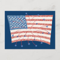 Patriotic Star Fireworks on Pointillism U S Flag