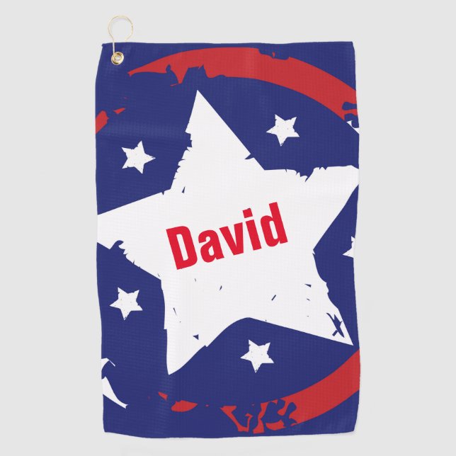 Patriotic Star Golf Towel Golfhandtuch (Vorderseite)