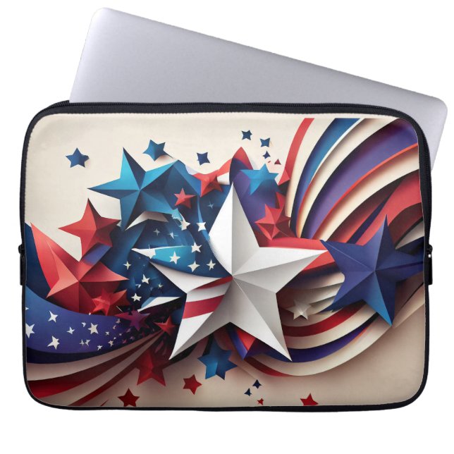Patriotic Star Laptopschutzhülle (Vorderseite)
