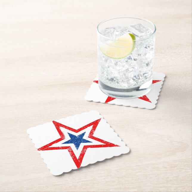 Patriotic Star Paper Drink Untersetzer (Vor Ort)