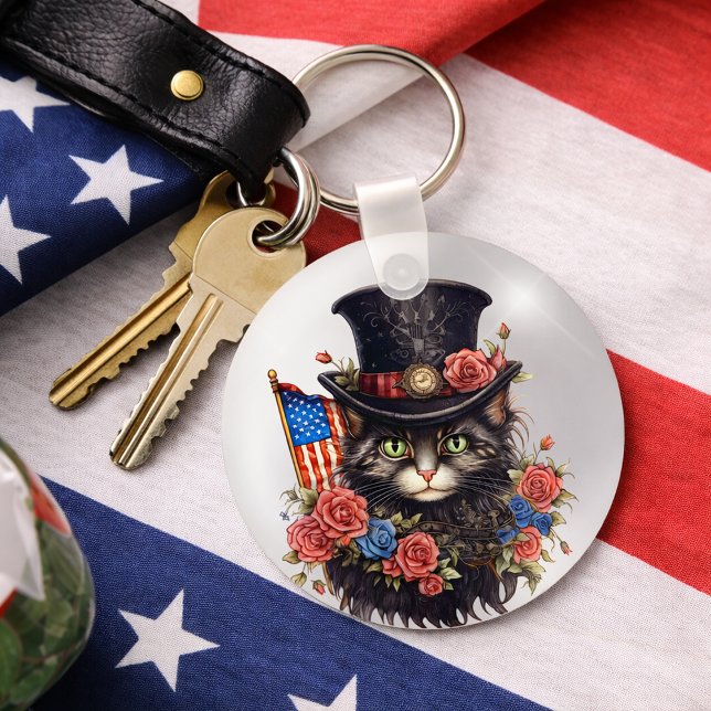 Patriotic Star Spangled Cat Schlüsselanhänger (Von Creator hochgeladen)