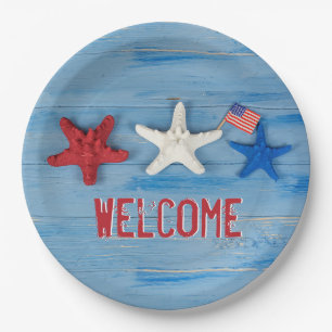 Patriotic Starfish Napkins Pappteller