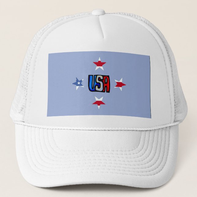 Patriotic Stars Hat Truckerkappe (Vorderseite)