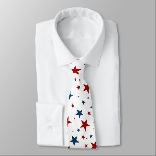 Patriotic Stars Red White Blue Pattern Krawatte