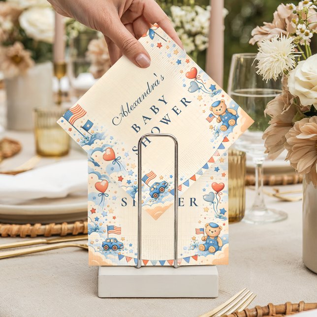 Patriotic Stars & Stripes Baby Shower Serviette (Von Creator hochgeladen)