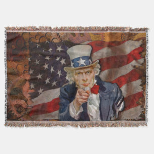 Patriotic Steampunk Sam & US Flag Decke