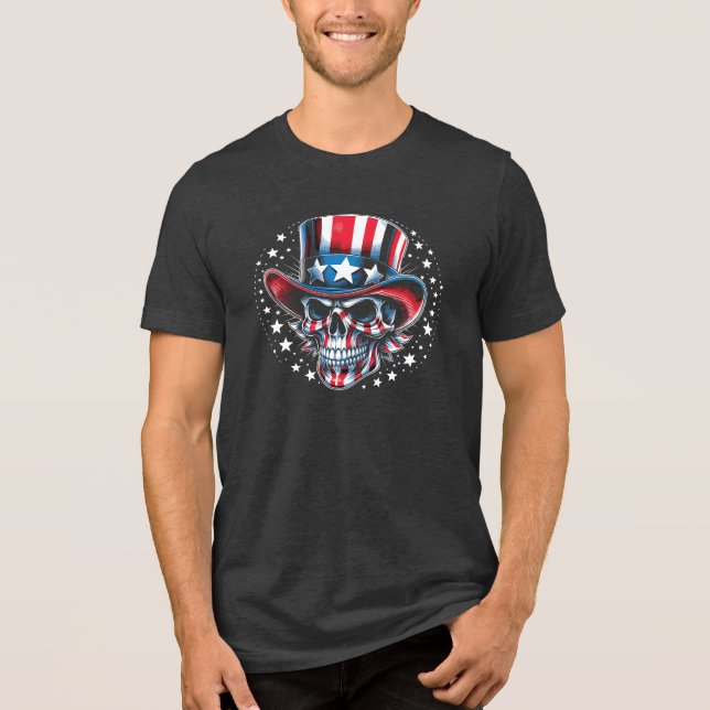 Patriotic Sugar Skull Tri-Blend Shirt (Vorderseite)