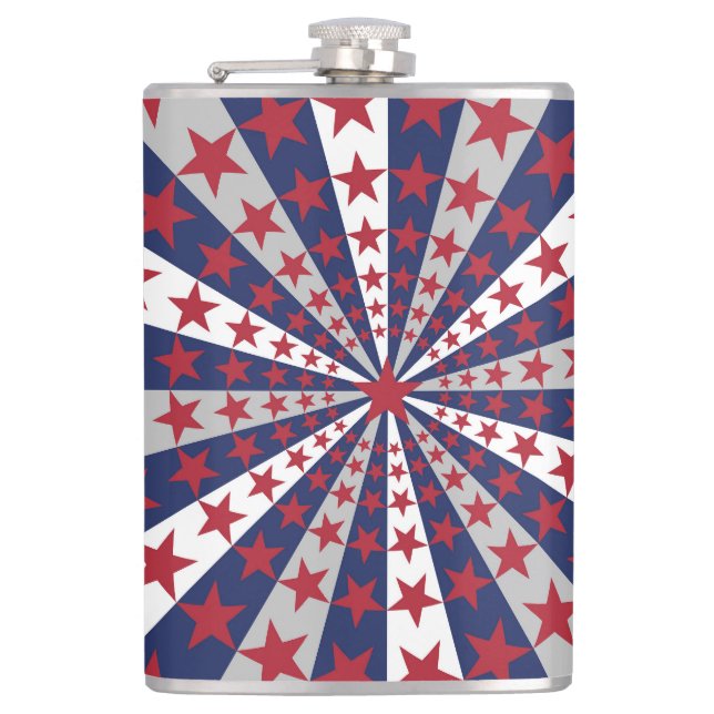 Patriotic Sunburst: American Flag Artwork Flachmann (Vorderseite)