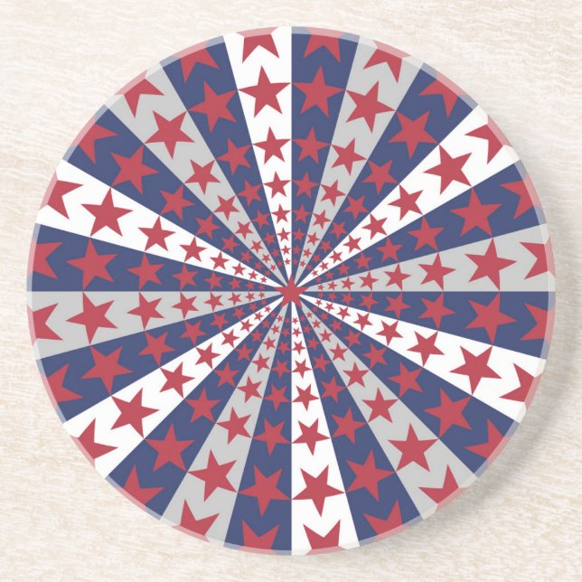 Patriotic Sunburst: American Flag Artwork Getränkeuntersetzer (Vorne)