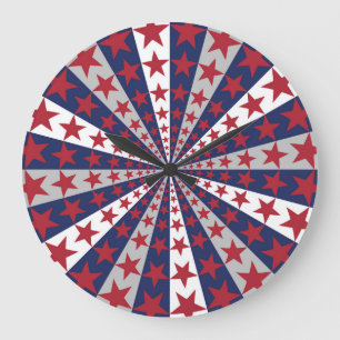 Patriotic Sunburst: American Flag Artwork Große Wanduhr