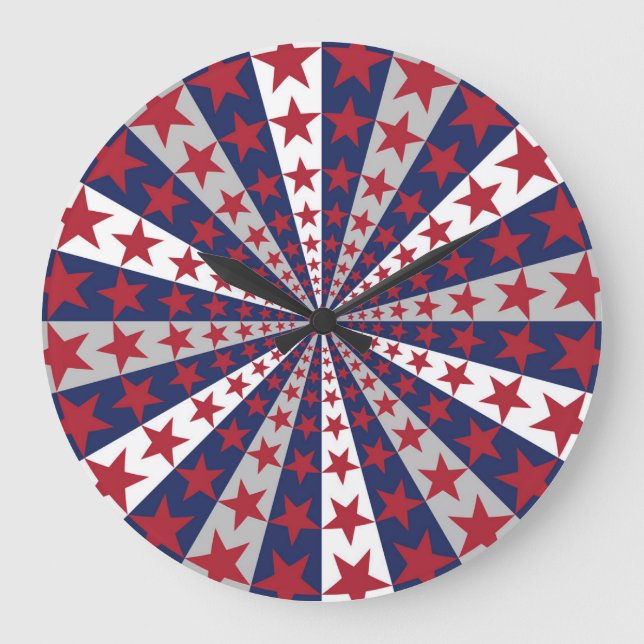 Patriotic Sunburst: American Flag Artwork Große Wanduhr (Vorderseite)