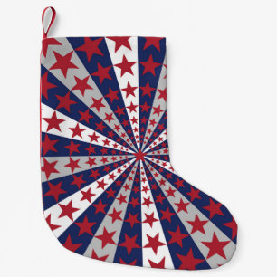Patriotic Sunburst: American Flag Artwork Kleiner Weihnachtsstrumpf