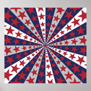 Patriotic Sunburst: American Flag Artwork Poster