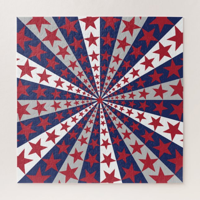 Patriotic Sunburst: American Flag Artwork Puzzle (Vertikal)